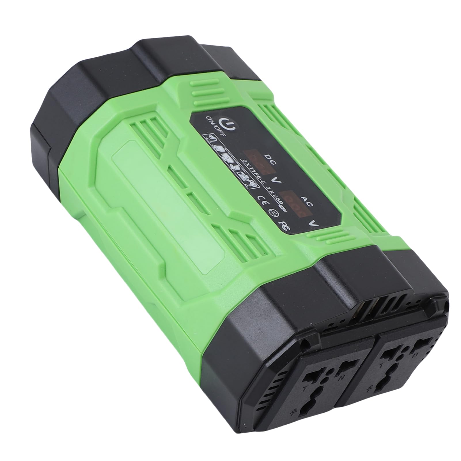 Eujgoov Cargador Inversor de Corriente para Automóvil de 300 W, 12 V A 220 V CA, con 2 Tomas de CA, 2 Puertos USB C PD, Puertos USB A QC, Pantalla Digital para Carga en Movimiento