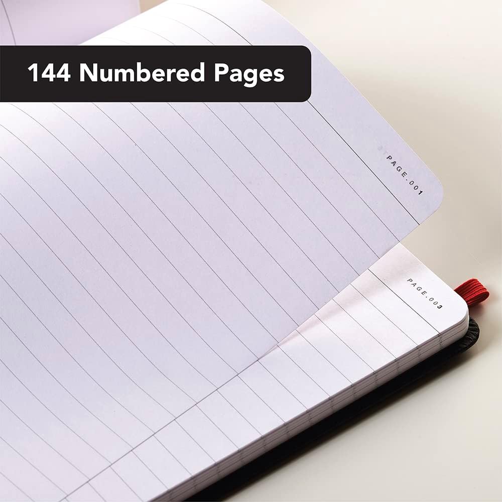 Black n' Red Oxford A4 Journal - Ruled with Numbered Pages, Black and Red
