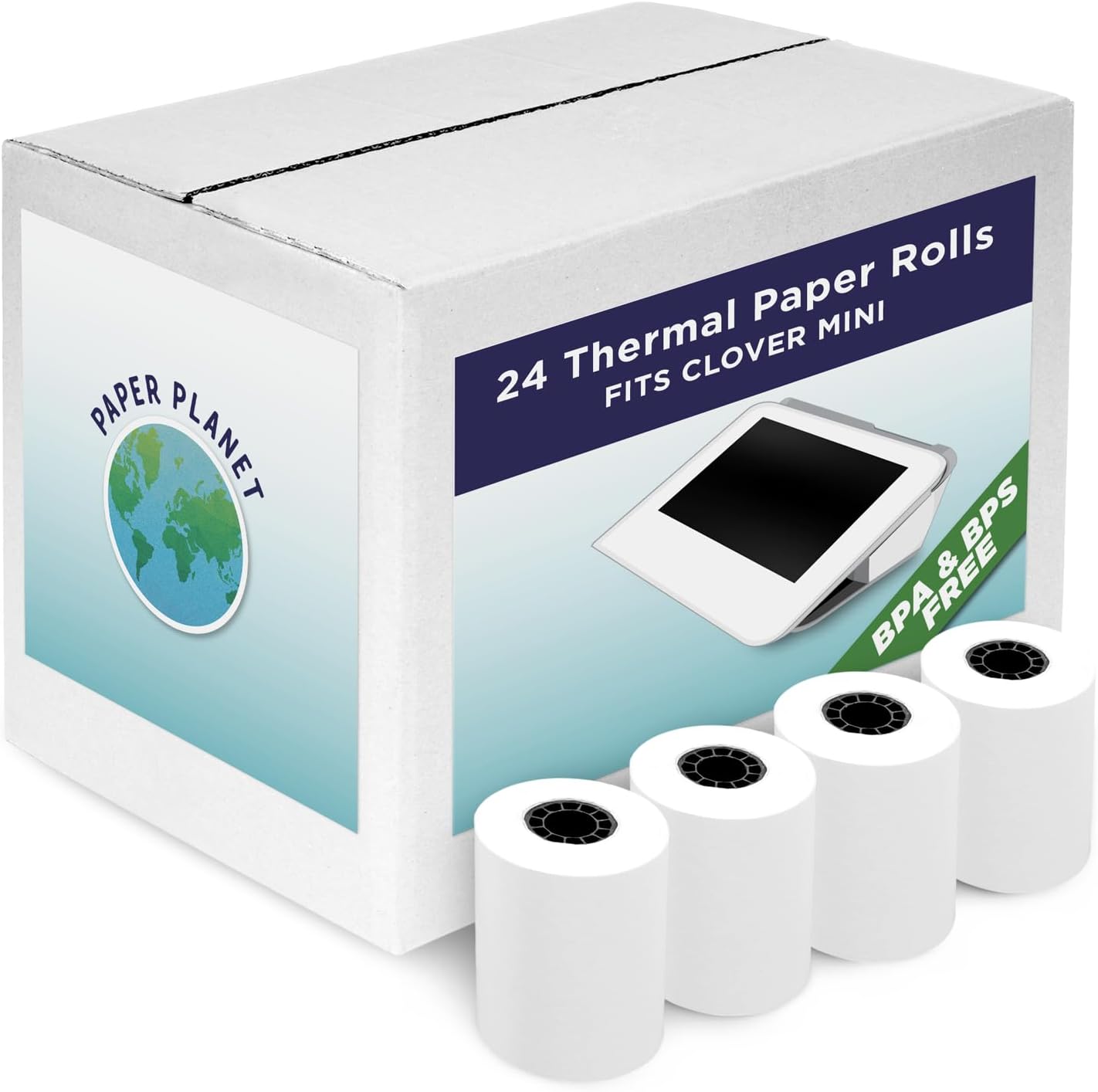 BPA and BPS Free (Phenol Free) Thermal Paper for Clover POS (Clover Mini Thermal Printer) by Paper Planet | Credit Card Receipt Rolls for C200 C300 C301 C302 C305 | 24 Rolls