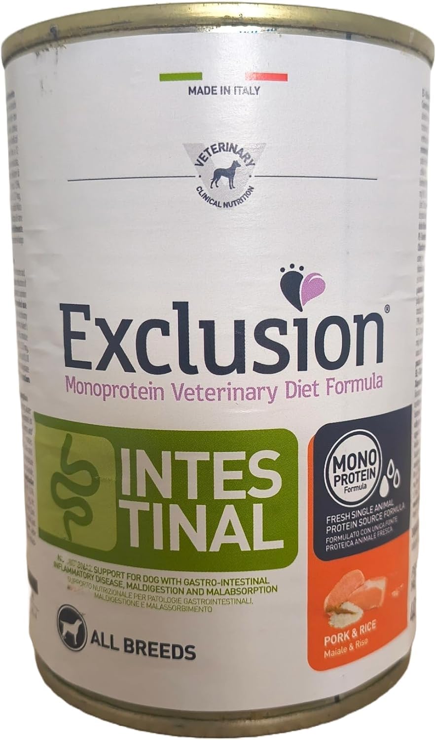 Intestinal Exclusion con Maiale e Riso (confezione da 6x400g) All Breeds