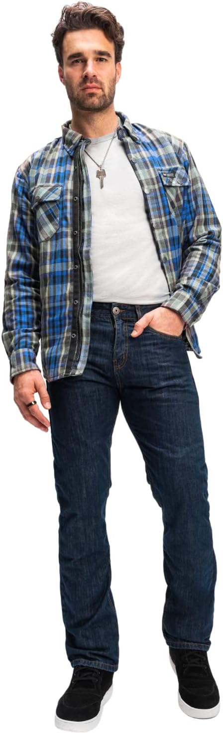 Motorcycle 8000 Jean Mens CE Armor Mil-Spec Protection Relaxed Fit Contains 40% Dupont Kevlar