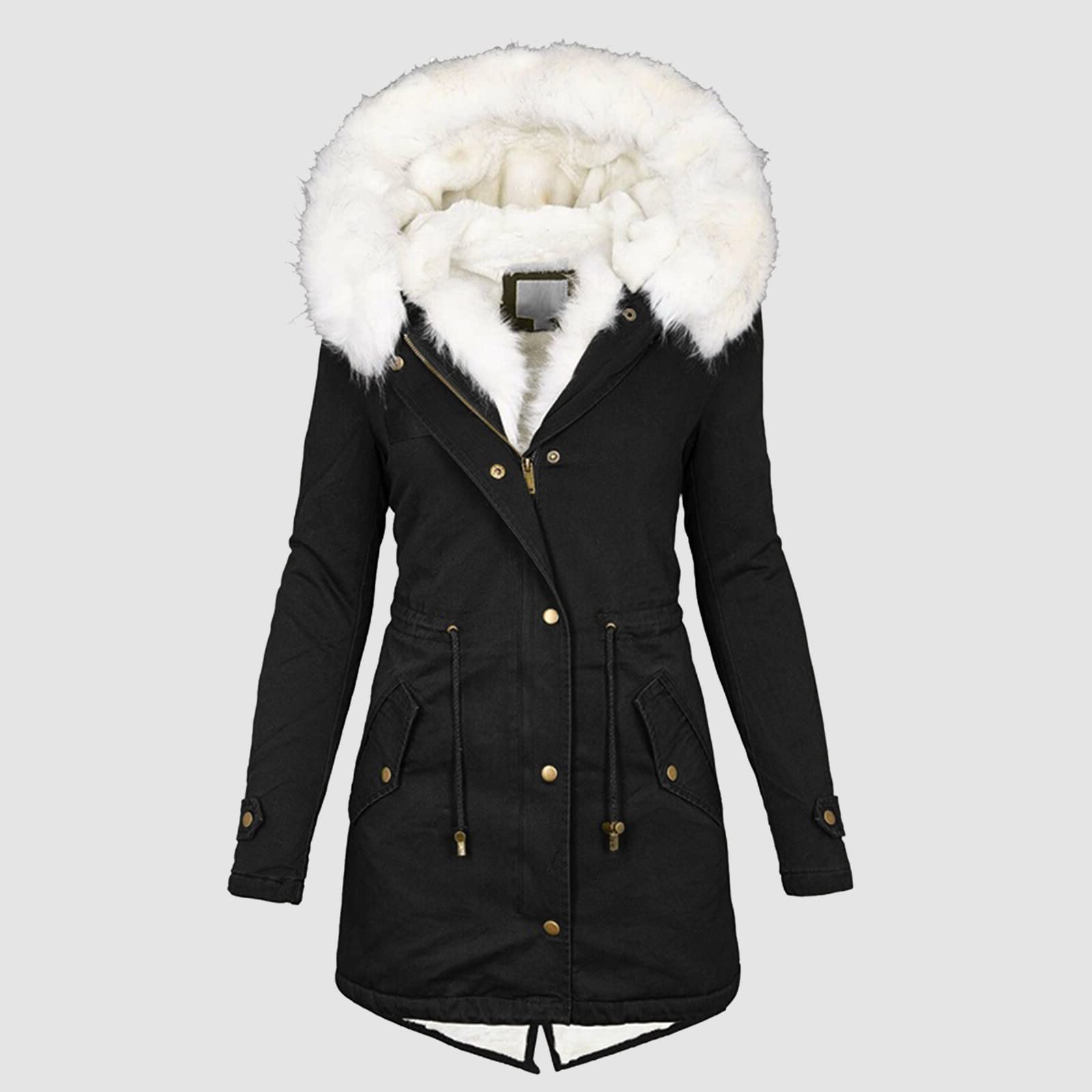 Manteau à capuche, épais, chaud, confortable, avec fermeture éclair, mi-long, pour femmes, transition, hiver, sorties de vacances, extérieur
