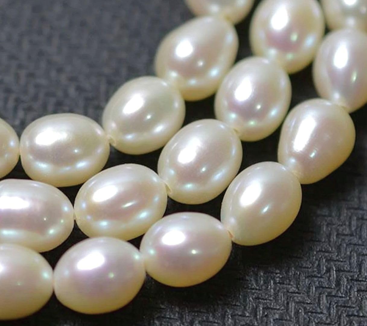 Adabele 14 Inch Real Natural AA+ High Luster Teardrop Oval Pearls 7-8mm
