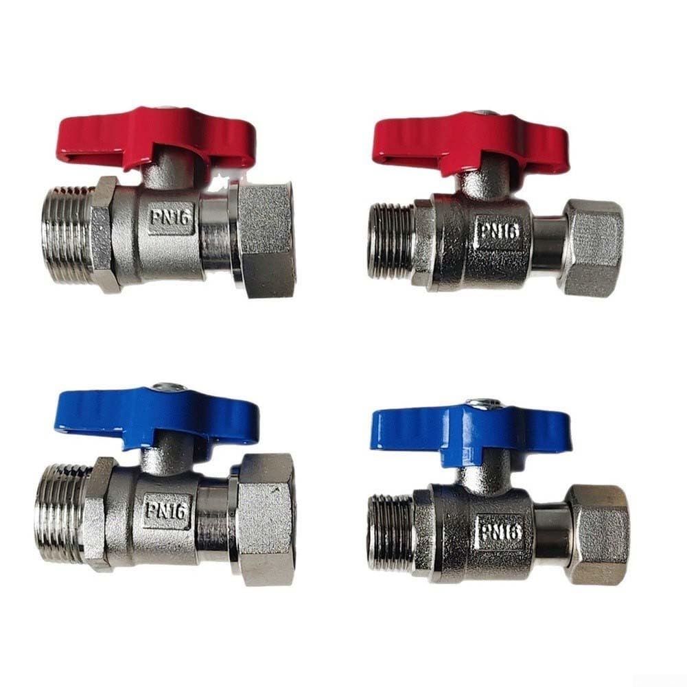 Válvula de Paso Total para latón Macizo Llave Corte Agua G1/2 para ducha Bidé 10cm(4mm Red Handle)
