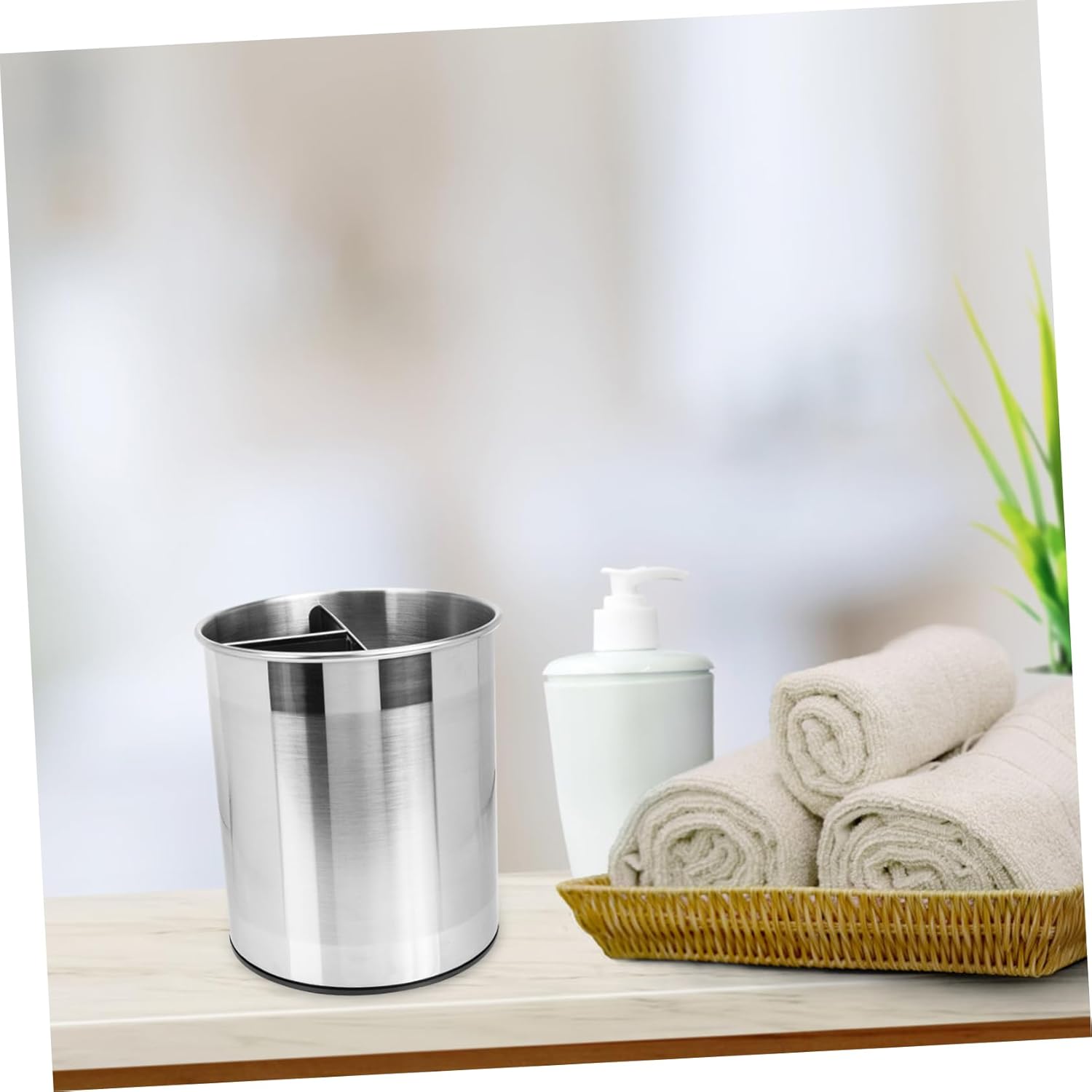 Stainless Steel Utensil Storage Bucket Home Supplies Utensil Holder Rotating Storage Organizer