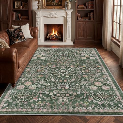 Autsel Vintage Teppich Wohnzimmer, Waschbarer Teppich Schlafzimmer, Boho Teppich Kurzflor, rutschfest Läufer Teppiche, Pflegeleicht Teppich Gegend für küche, Büro, Esszimmer, Flur