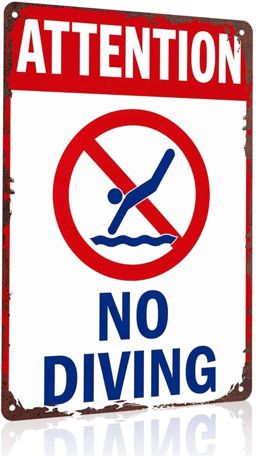 IDGTTLDF Vintage Pool Area Sign Swimming Prohibited Funny Metal Sign for Garden Pool 8 X 12 in