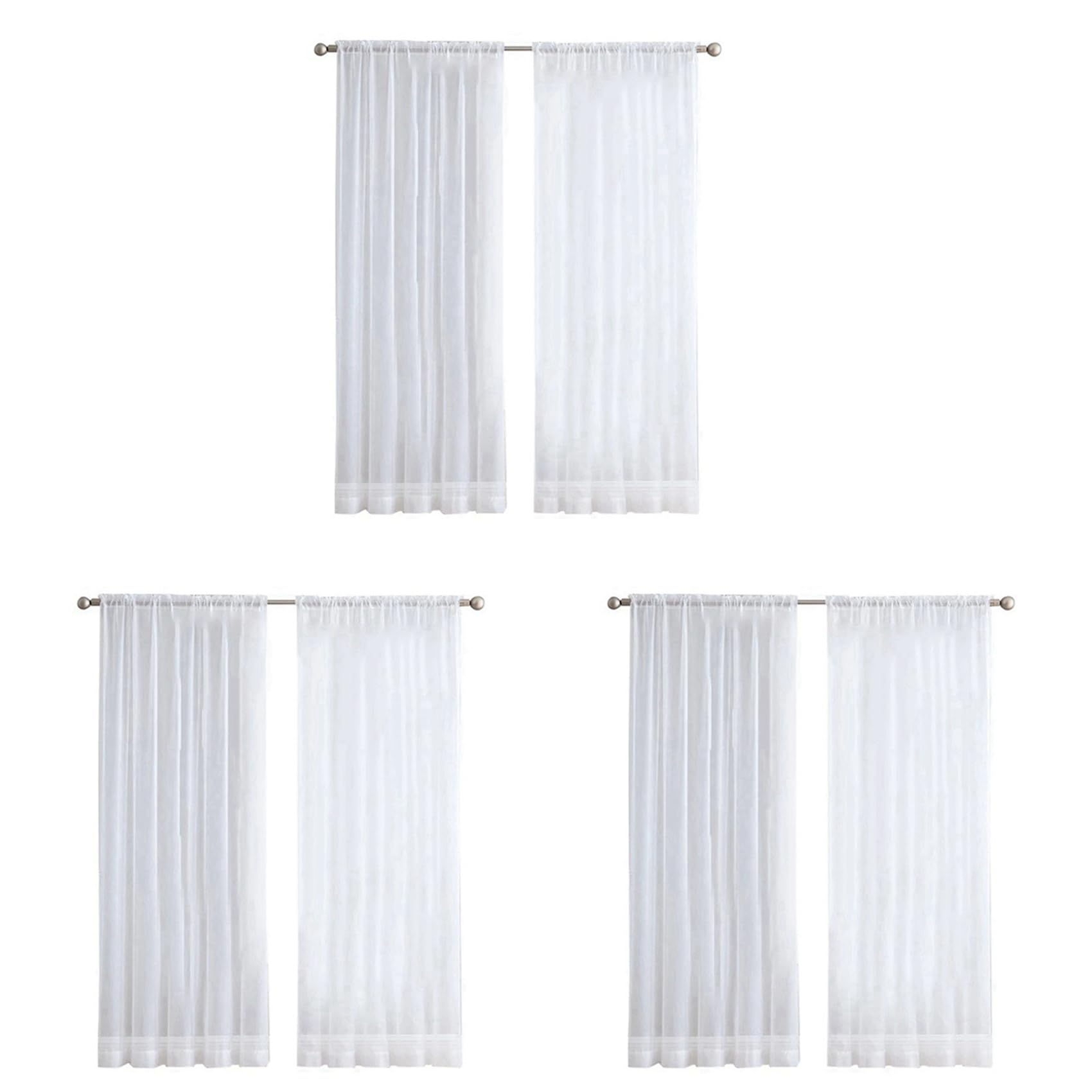 Hndhbfgrt 12 Panels White Sheer Curtains 84 Inches Long Rod Pocket Window Treatment Gauze Voile Drapes for Bedroom Living Room