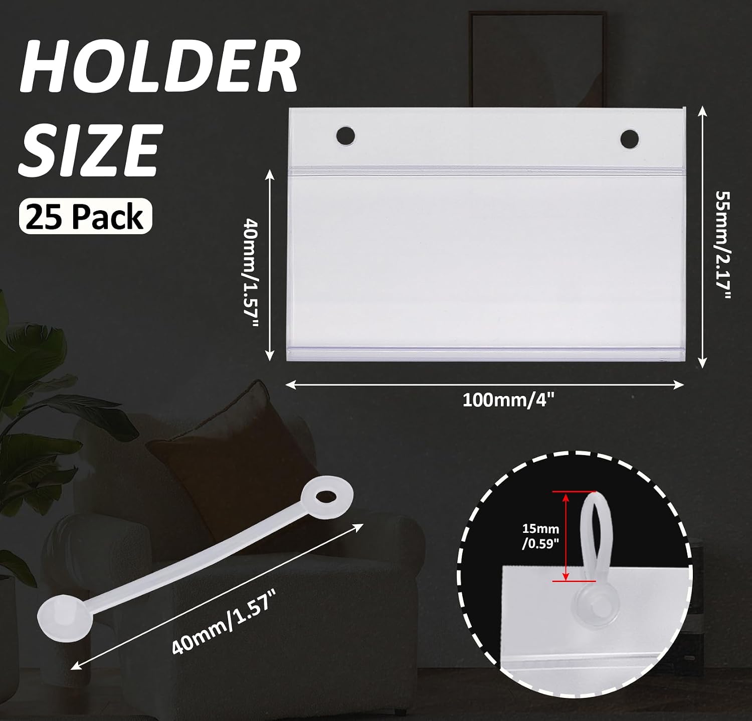 Biaungdo 25 Pcs Clear Basket Label Holders with Snap Lock for Retail Store image 2