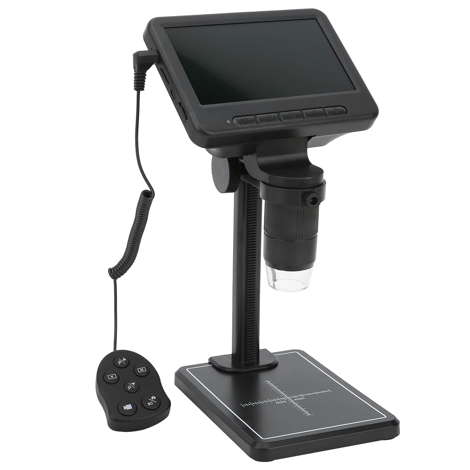 Cocoarm Mikroskop Cyfrowy 1080P, Mikroskop Inspekcyjny ze Stopu Aluminium ABS z 5-calowym Ekranem HD, 8 Regulowanych Diod LED, Zoom 1000x, Złącze USB do Naprawy Płytek PCB Badania Dydaktyczne