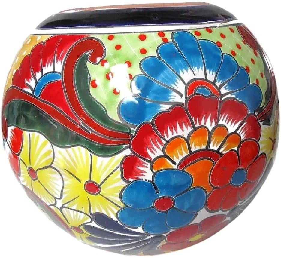 Sphere Figure Medium Puebla Hand Painted Indoor Outdoor Multi Colored Glazed (Puebla)