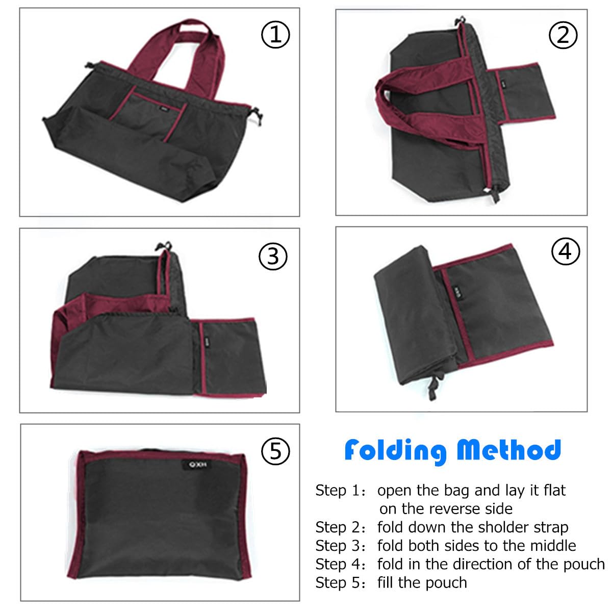 Sac De Courses Réutilisable Pliable - Grand Sac Cabas Oxford Résistant Avec Cordon Ajustable