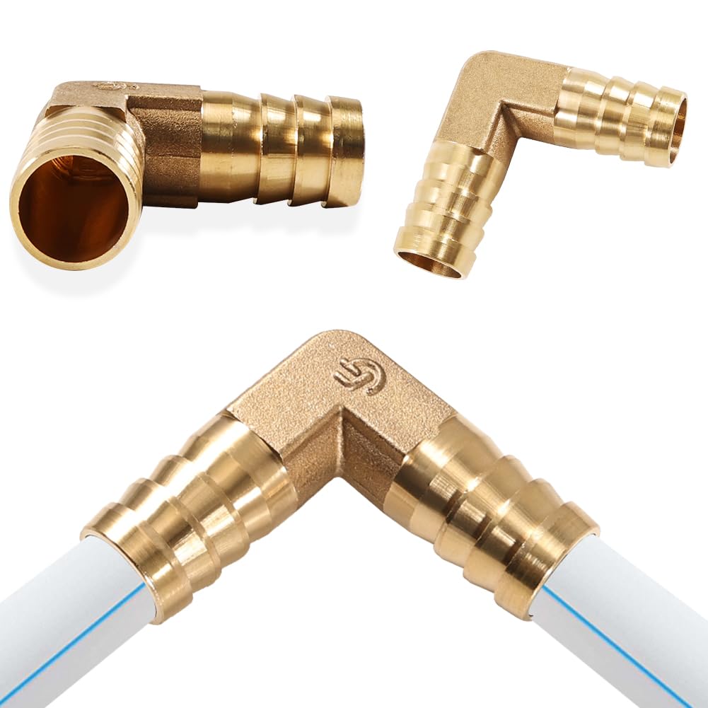 2 adattatori per tubi in ottone, 16 mm, 90 gradi, connettore esterno, connettore per tubo angolare, collegamento per aria olio