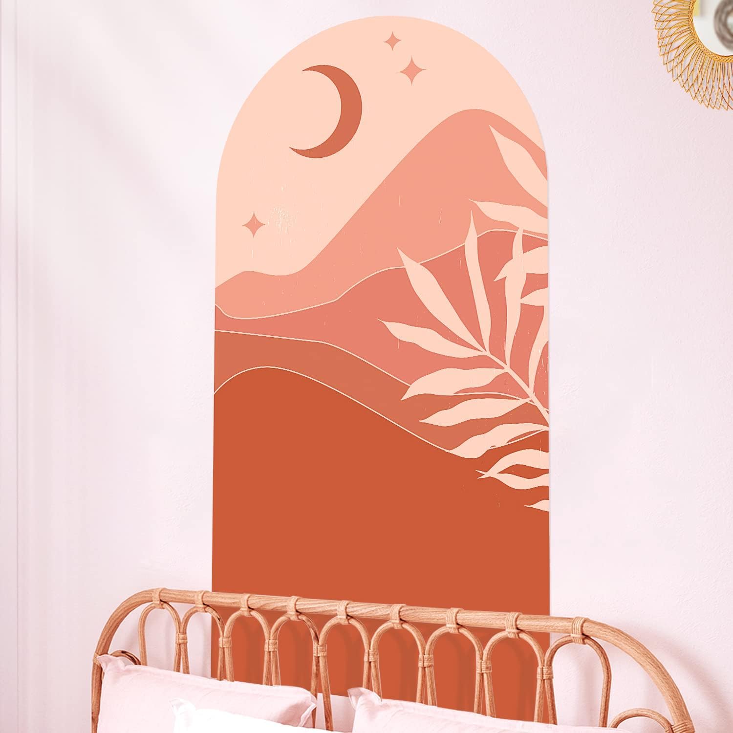 Psychedelic Collection Boho Theme Multicolor Floral Mountain Wall Stickers for Bedrooms, Living Rooms and More, Assorted Scenes