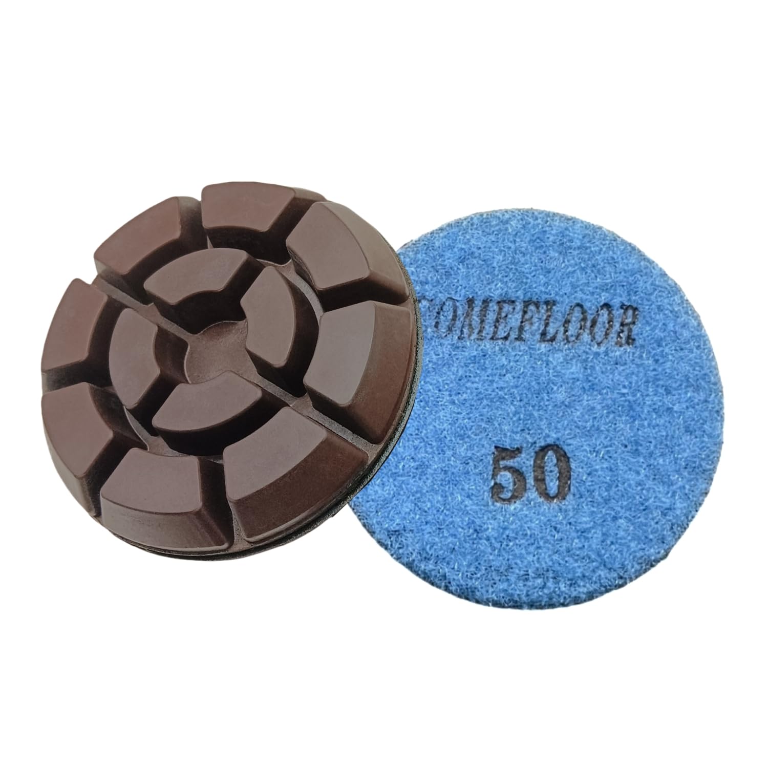 Diamond Floor Polishing Pads, 3 Inch Resin Bond Hook and Loop Polishing Pucks for Concrete, Terrazzo, Marble, Granite, Grit 50, 3PCS