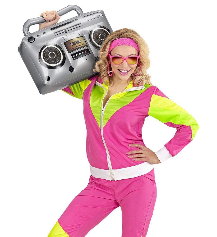 W WIDMANN MILANO Party Fashion – nadmuchiwane radio, ok. 50 cm, akcesoria do kostiumów z lat 80. i 90., dekoracje imprezowe