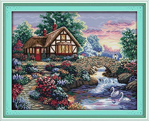 Joy Sunday Cross Stitch Kits Easy Patterns Embroidery for Girls Crafts DMC Cross-Stitch Supplies Needlework-11CT Stamped Kits,Seven Color Fox