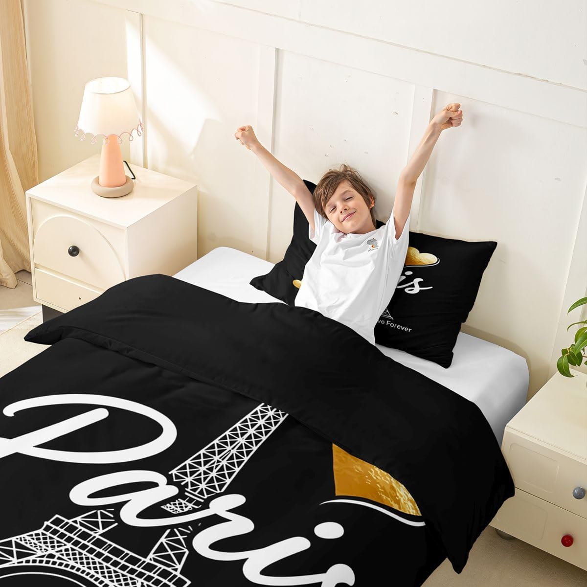 Feelyou Eiffel Tower Duvet Cover Queen Size 3Pcs for Children Adults image 4