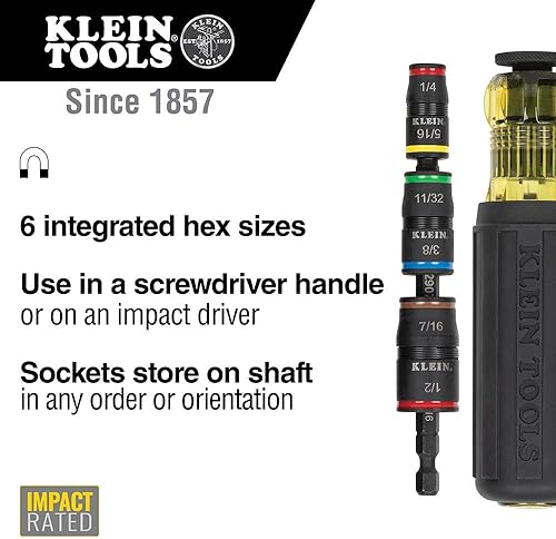 Miniatura 6 de Klein Tools Juego de llaves de impacto (66070) y kit de destornillador de impacto (80083) con enchufes abatibles y destornillador multibroca