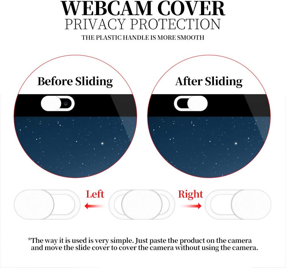 Laptop Camera Cover Slide (3 Pack) Webcam Cover Slider Stickers for Computer, MacBook Pro/Air, iPhone, Tablets, PC, iPad, iMac, Cell Phone, Echo Show, Privacy Blocker Sliding Shield,Anti-Spy (White)
