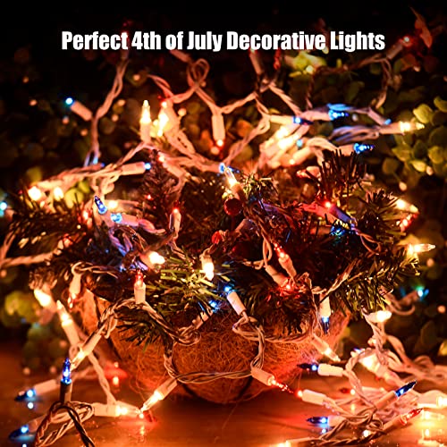 Dirnun 4Th Of July Decorations Patriotic Lights 100 Count Mini Red White Blue Incandescent Bulb Plug In Independence Day Lights For Indoor Outdoor Home Garden Patriotic Theme Memorial Day Decorations #TOP4