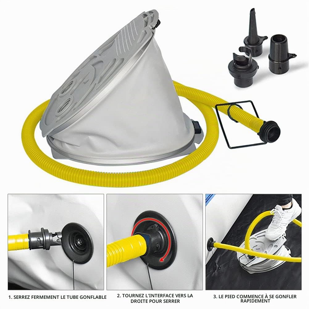 Faderr Pompe à pied, pied pour bateau, air gonflable, bateau matelas canoë, kayak, Taille unique