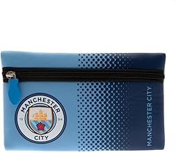 Manchester City FC Official Fade Flat Football Crest Pencil Case