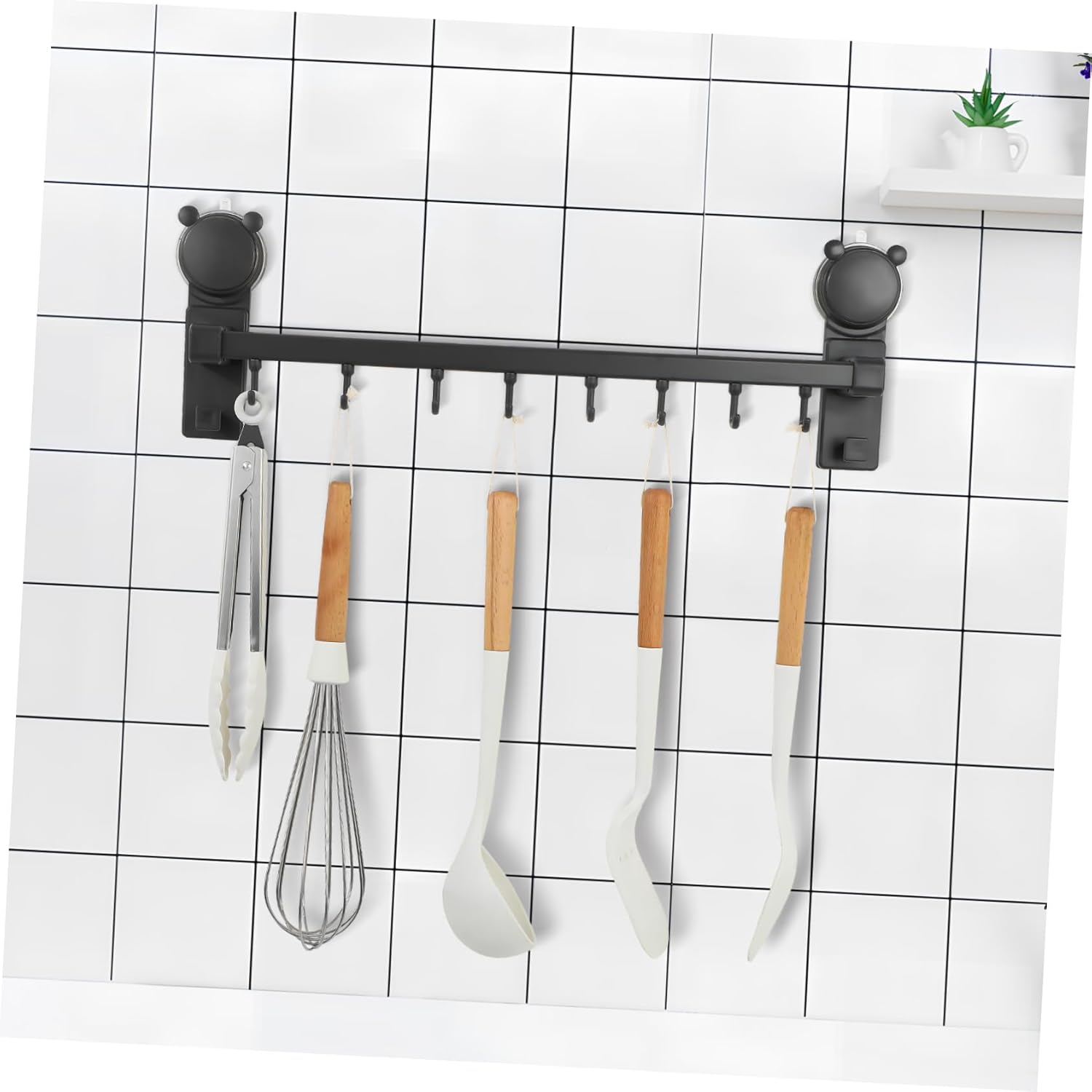 Suction Cup Kitchen Hook Multi-Purpose No Drill Holder for Towels Loofahs and Utensils Weather Resistant Easy to Install Bathroom Kitchen Organizer