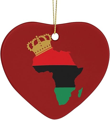 Adornos de Navidad del orgullo panafricano, colgantes de corazón colgante, regalos para vacaciones, boda, cumpleaños