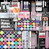 Morovan Acrylic Nail Kit for Beginners: Professional Nails Kit Acrylic Set With Everything Complete Starter Set - with 3 Colors Powder and Glitter Powder