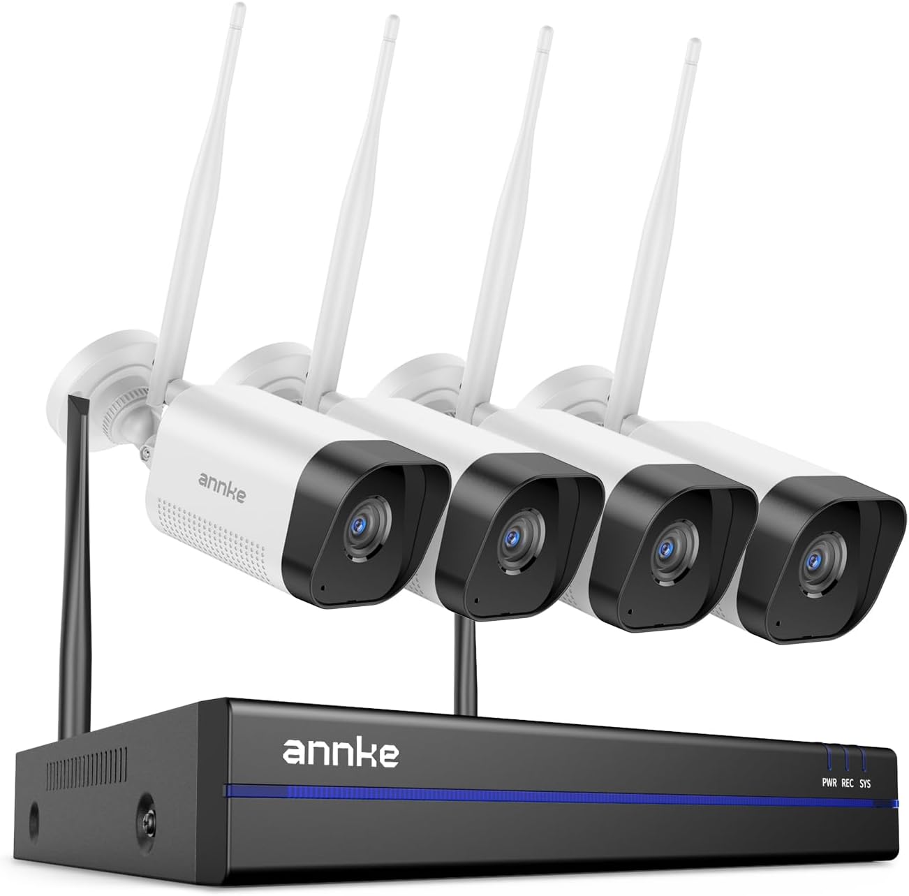 ANNKE 2K 3MP Wireless Security Camera Systems, 16CH 4K NVR with 4X 3MP WiFi Camera, 24/7 Recording, Human Detection, Two Way Audio, Remote Access, Email App Alerts, NO HDD
