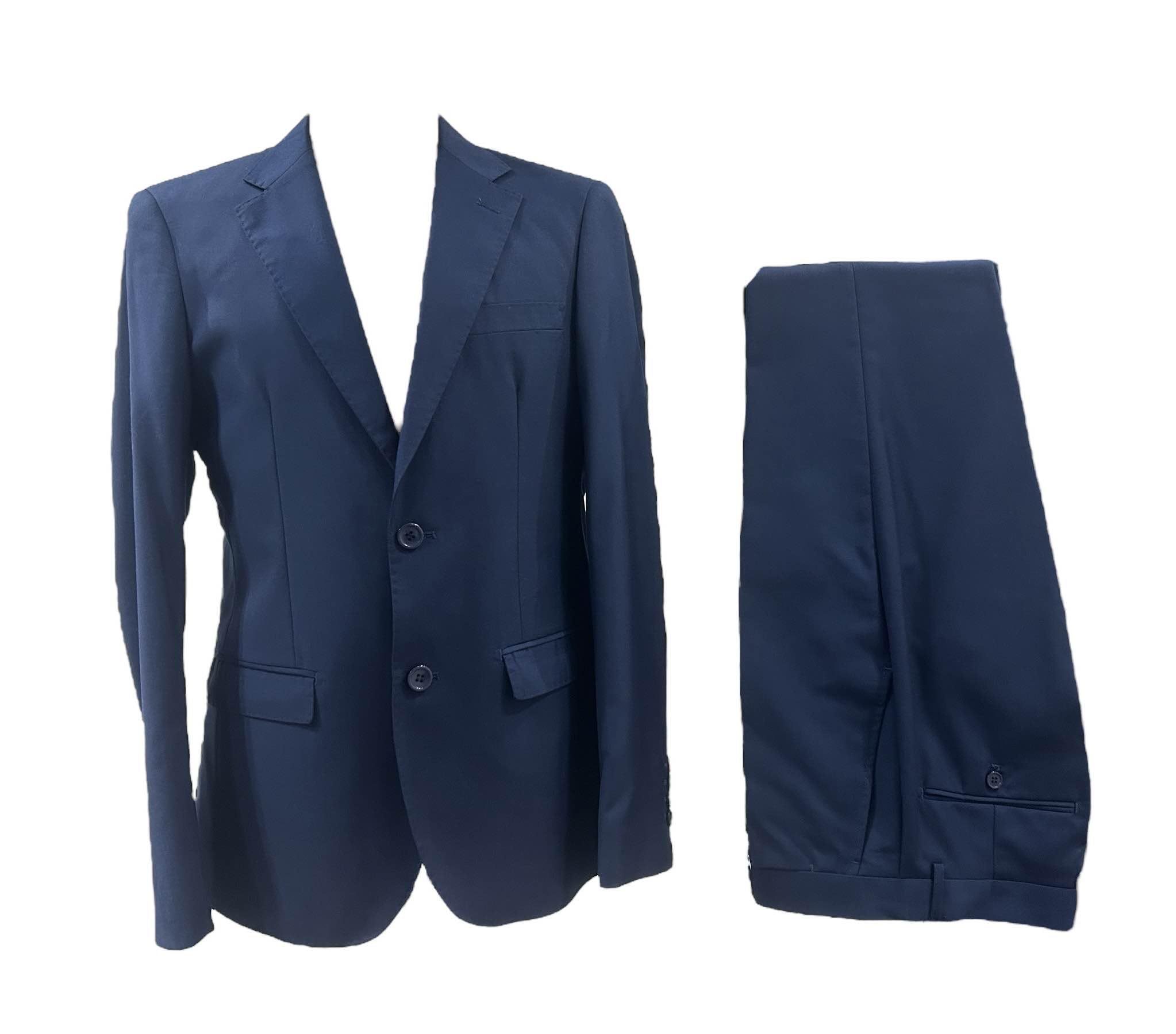 Generico Abito Uomo Sartoriale Slim Fit, Fresco Lana Tasmania 150s Extrafine, Giacca 2 Bottoni, Pantalone Stile Slim, Made in Italy, Blu Scuro, Grigio Scuro, Bluette, Blu Gessato, Primavera Estate