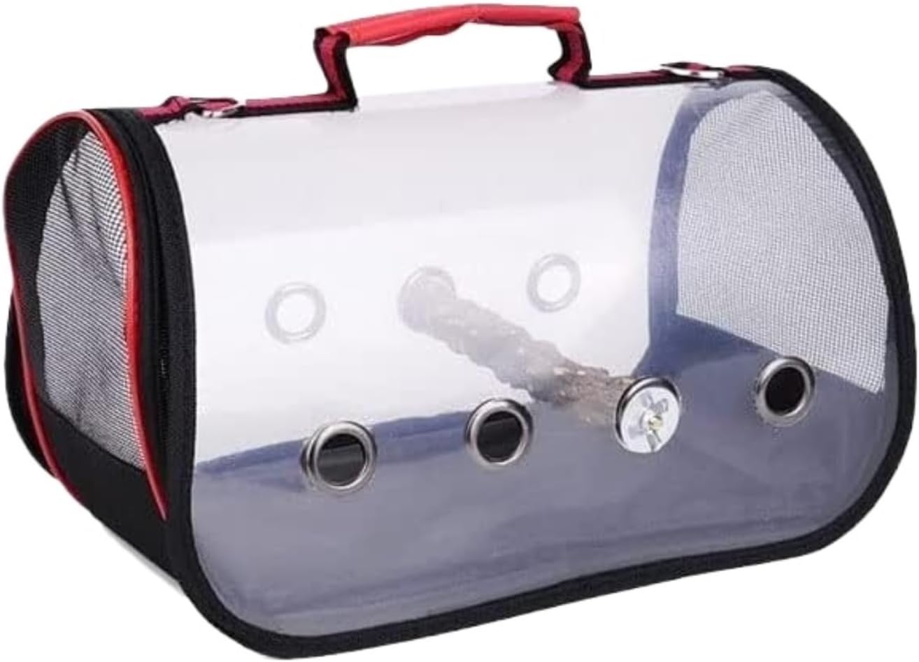 Bird Cage Parrot Cage Portable Birdcages Clear Pet Bird Carrier Breathable Travel Bird Cage Lightweight Bird House Carrier Flight Birdcage(Red,CH)