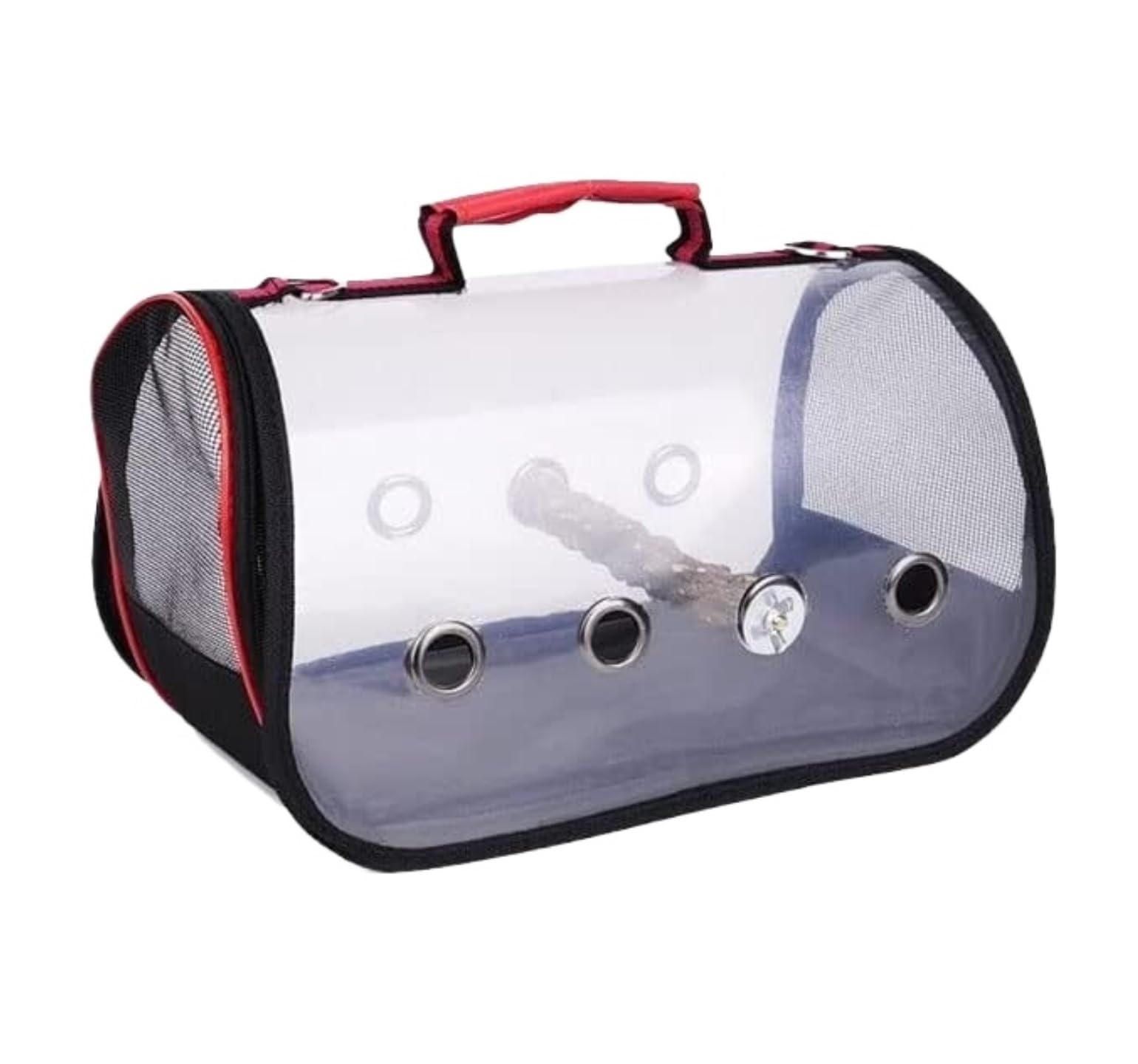 Jaula de pájaros, Jaulas Portátiles para Pájaros, Portador Transparente para Pájaros, Jaula para Pájaros De Viaje Transpirable, Portador Ligero para Casa De Pájaros Perchas de Descanso(Rot,S)