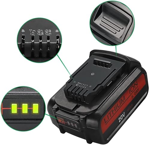 Miniatura 4 de EOHJAR Paquete de 2 baterías de repuesto de 6.0 Ah compatibles con Dewalt 20 V batería Max XR iones de litio DCB204 DCB206 DCB200 DCB180 DCD985B