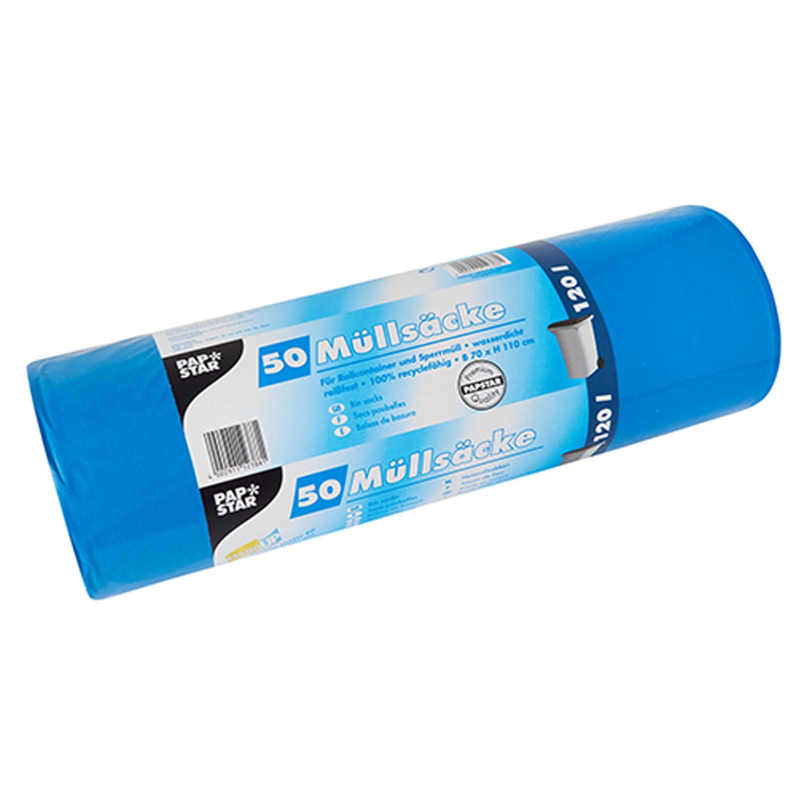 1 cartón Papstar=4 x 50 bolsas de basura, LDPE 120 l 110 cm x 70 cm azul 12388