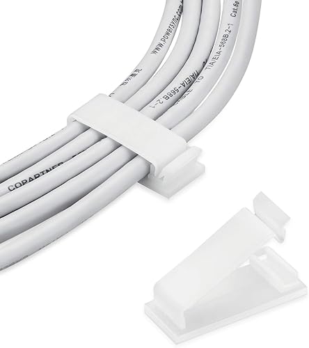 Miniatura 5 de Clips autoadhesivos para organizar cables, organizadores de cables, soportes para cables, para TV, PC, laptop, cable Ethernet, escritorio, hogar,
