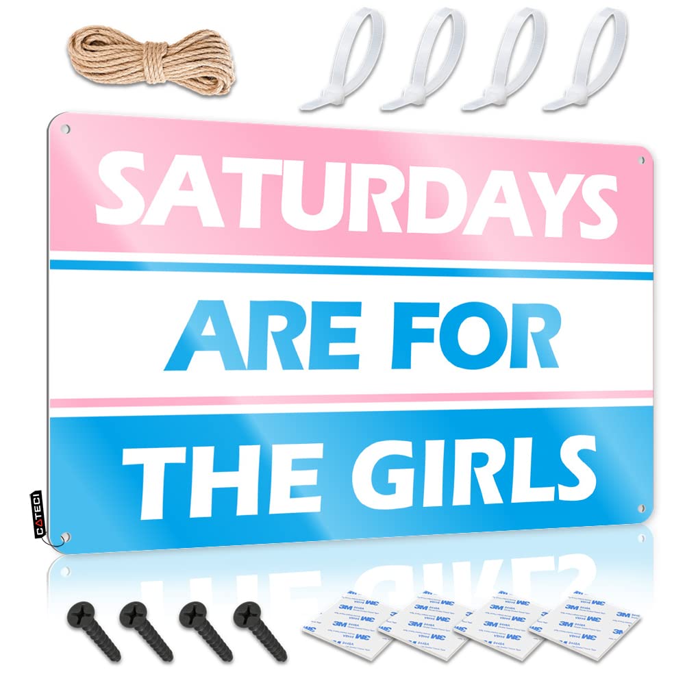 HELIOFORGE Vintage Metal Tin Sign Saturdays Are For The Girls Tin Sign Tin Signs Camping Rules Tin Sign Funny(30X40CM)