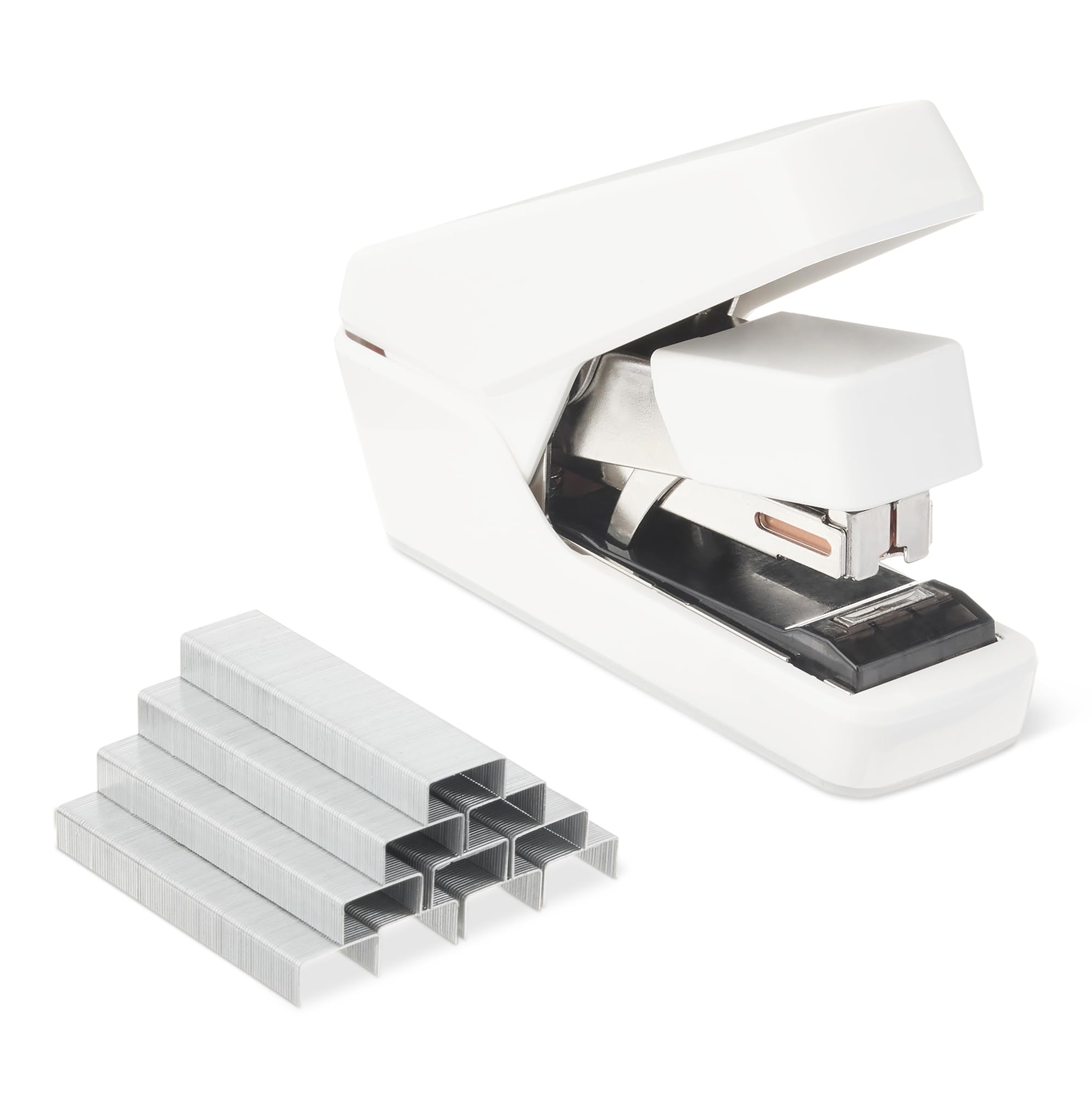 Amazon Basics Office Heavy Duty Stapler, Flat Clinch Effortless, 40 Sheet Capacity, 1000 Staples, No Jam, for Classroom, Office or Desk Use, White,