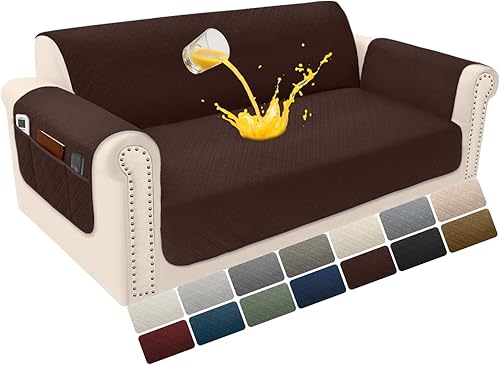 Miniatura 9 de Funda de terciopelo 100 % impermeable para perros, funda de sofá lavable para sofá de 3 plazas, juego de fundas acolchadas y antideslizantes con