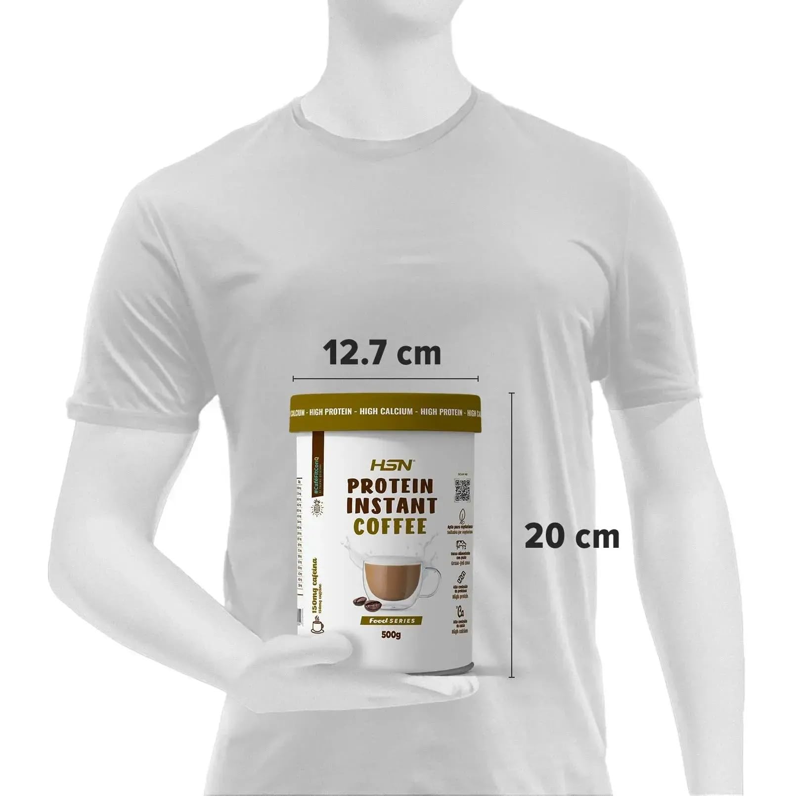 HSN Café Proteico | Moca 500g | Café Instantáneo + Proteína Whey + Cacao Desgrasado Sin Azúcares Añadidos | 150mg Cafeína | No Incluye Dosificador | Vegetariano Sin Gluten