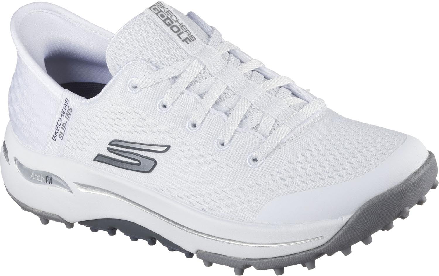 Skechers - Womens Go Golf Arch Fit - Line Up Slip On Shoes, Color White, Size: 7 M US