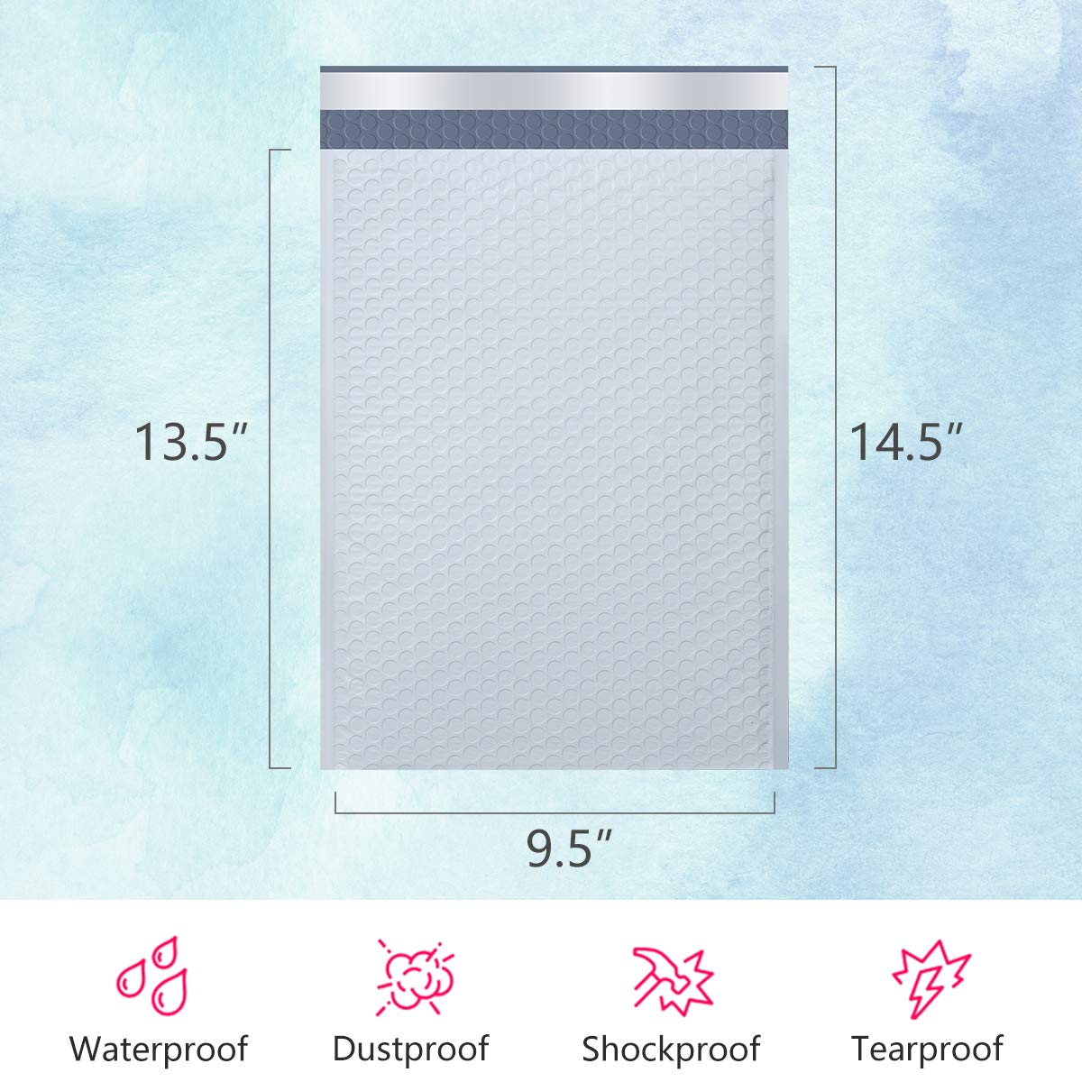 UCGOU Lot de 25 enveloppes rembourrées auto-scellées Blanc 24,1 x 36,8 cm