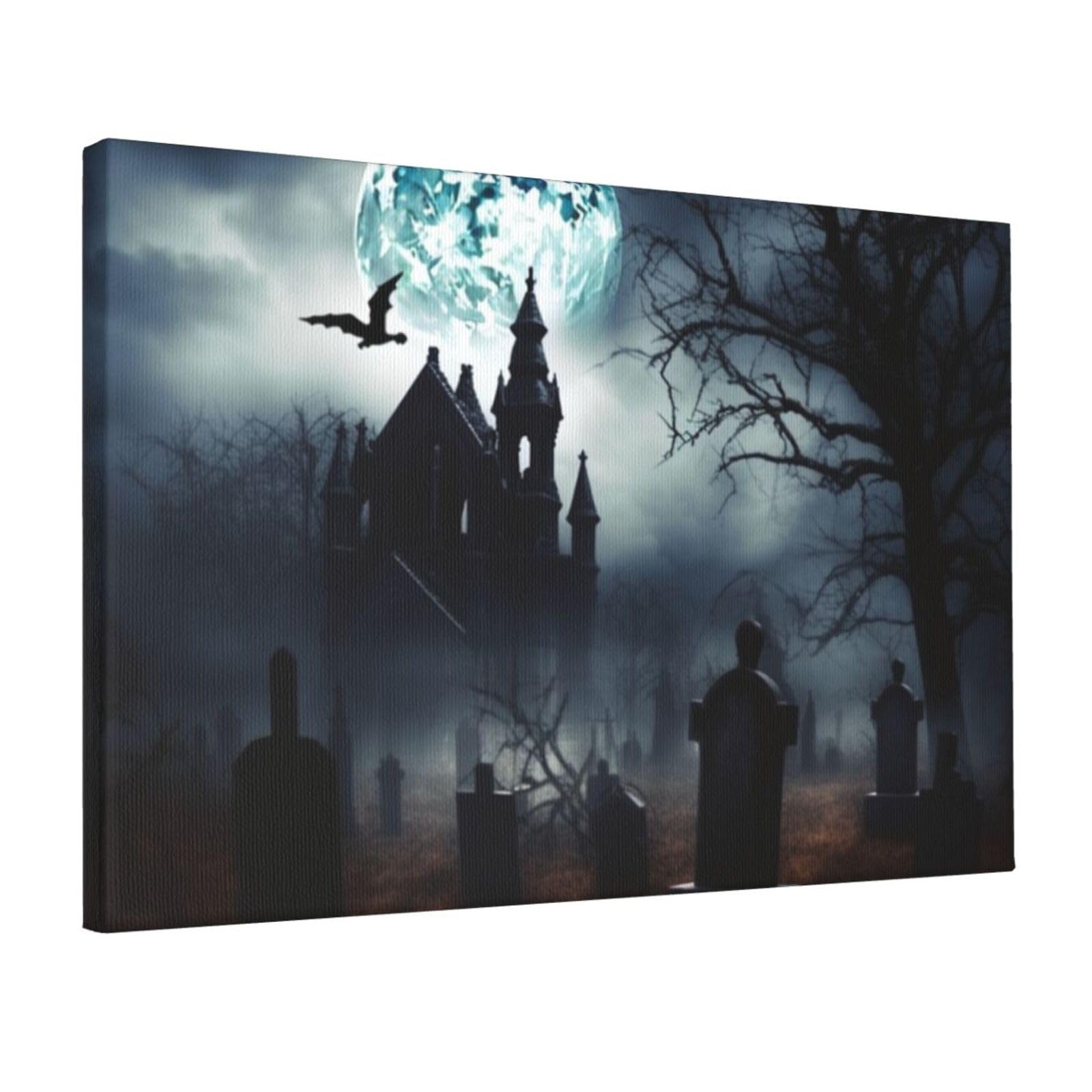 DWVTSLH Gothic Happy Halloween Poster Paintings Canvas Wall Art Bedroom Prints Home Decor Hanging Picture Modern Home Artworks Aesthetic for Living Room Office Wall Decor 12x18in Unframed
