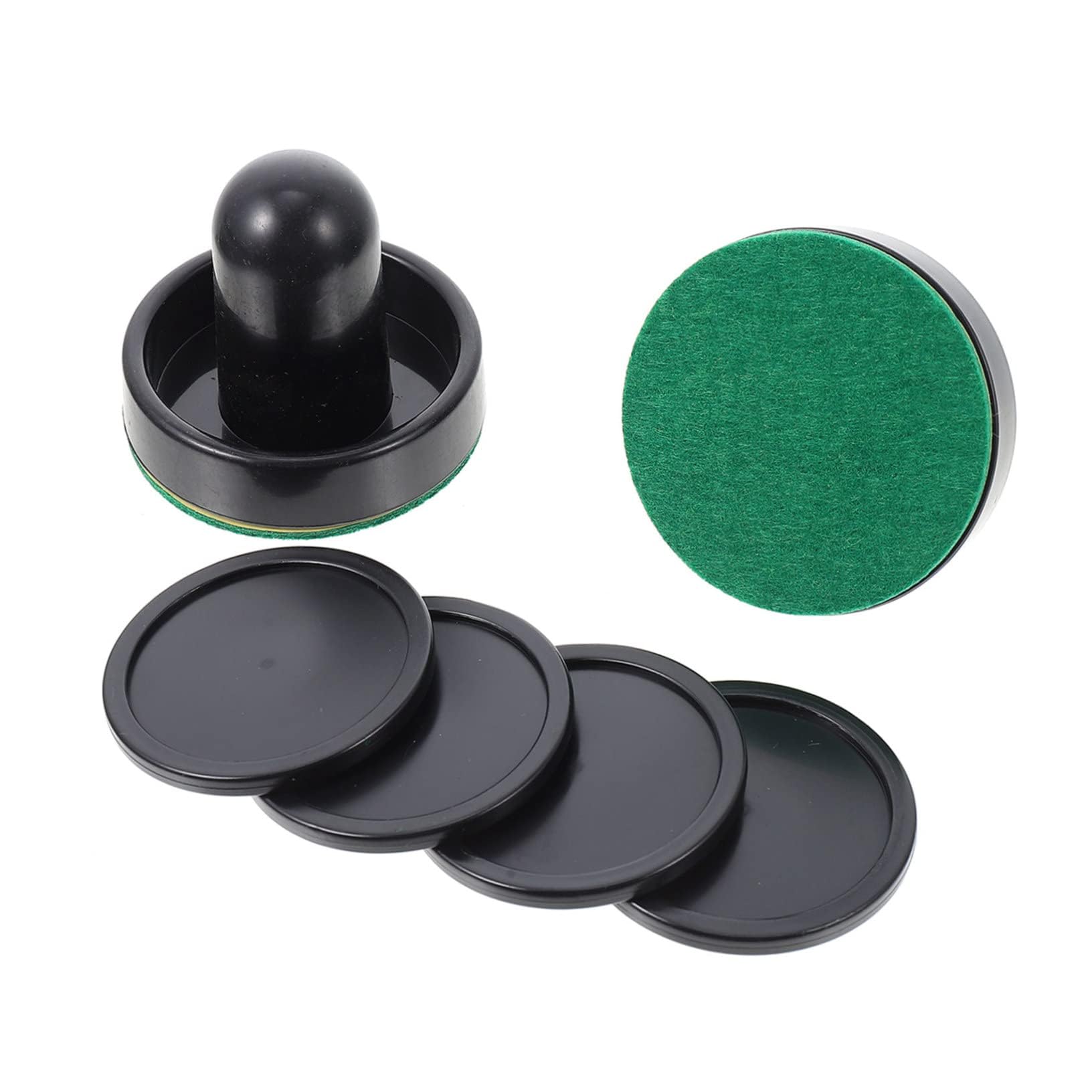 ZYWQ Air Hockey Set - 2 Air Hockey Pushers & 4 Pucks for Mini Tables, Black Pushers - 60mm