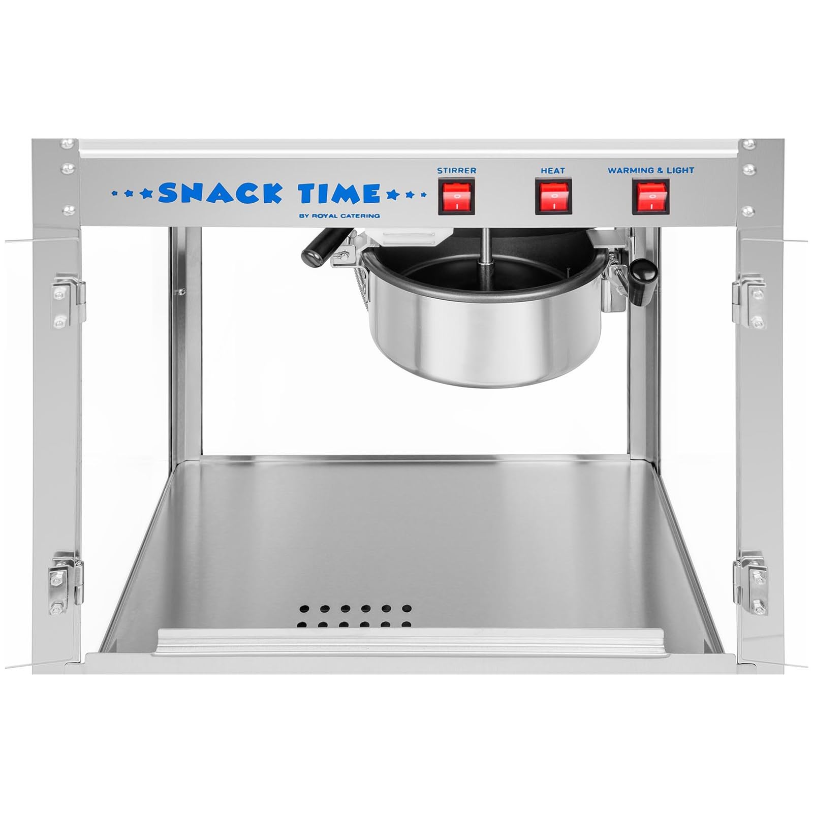 Royal Catering Palomitera Maquina de Palomitas (1350 W, aprox. 6 kg/h, Acero Inoxidable, Revestimiento antidherente) Profesional