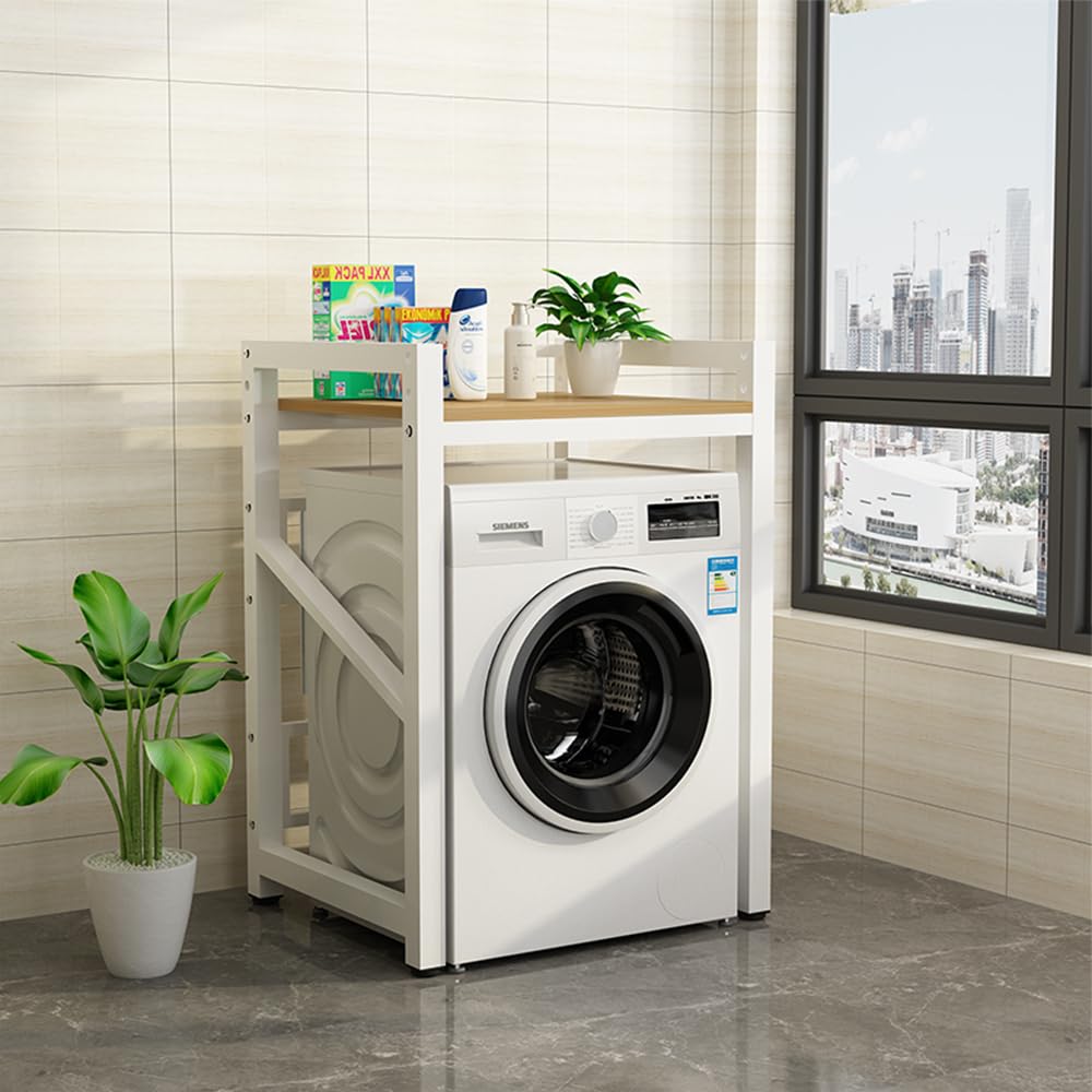 Soporte para lavadora y secadora con estante, estante de almacenamiento de altura ajustable, kit de apilamiento para lavadoras y secadoras, unidad de almacenamiento sobre lavadora, carga máxima de 250