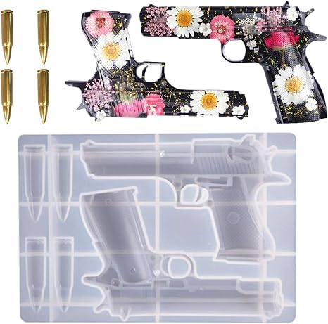 Amazon Co Jp Rolin Roly ピストル形 拳銃形 シリコンモールド 手作り レジン Uv シリコン エポキシ樹脂 キーチェーン形 ホビー