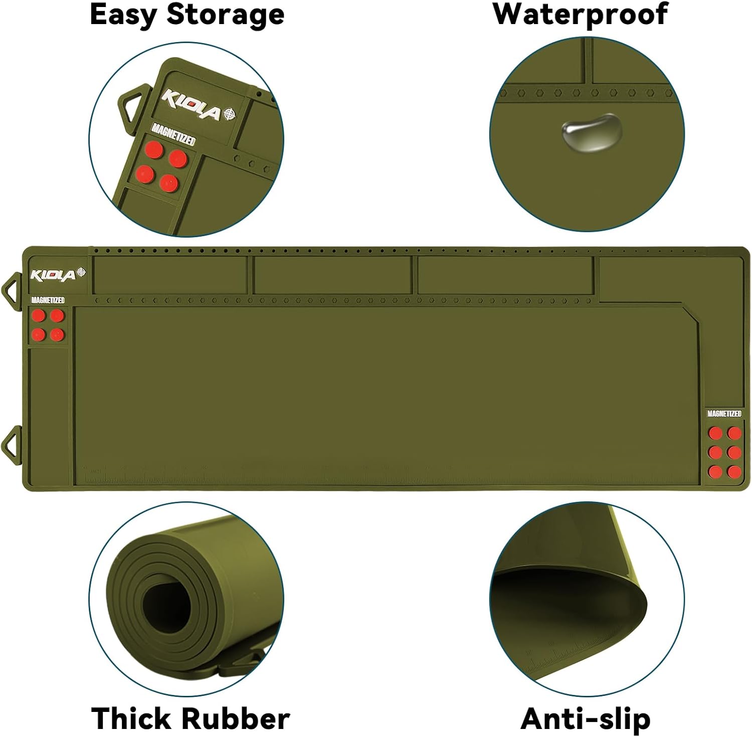 Rifle Shotgun Cleaning Mat - Large Magnetic Gun Mat with Organizer Parts Tray, Anti-Slip Workbench Cleaning Pad, Inch Ruler - Image 4