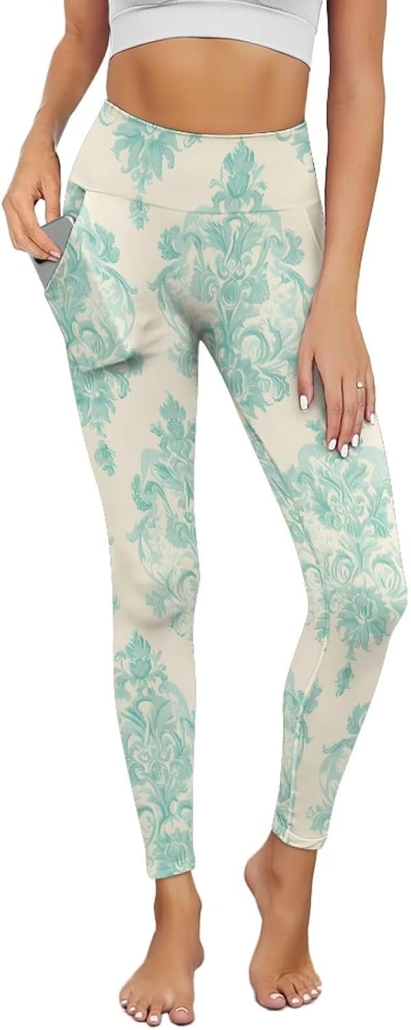 Clover Women's Yoga Pants, Jamaican Flag Butterfly High Waisted Leggings, Halloween Ghost Yoga Pants with Pockets